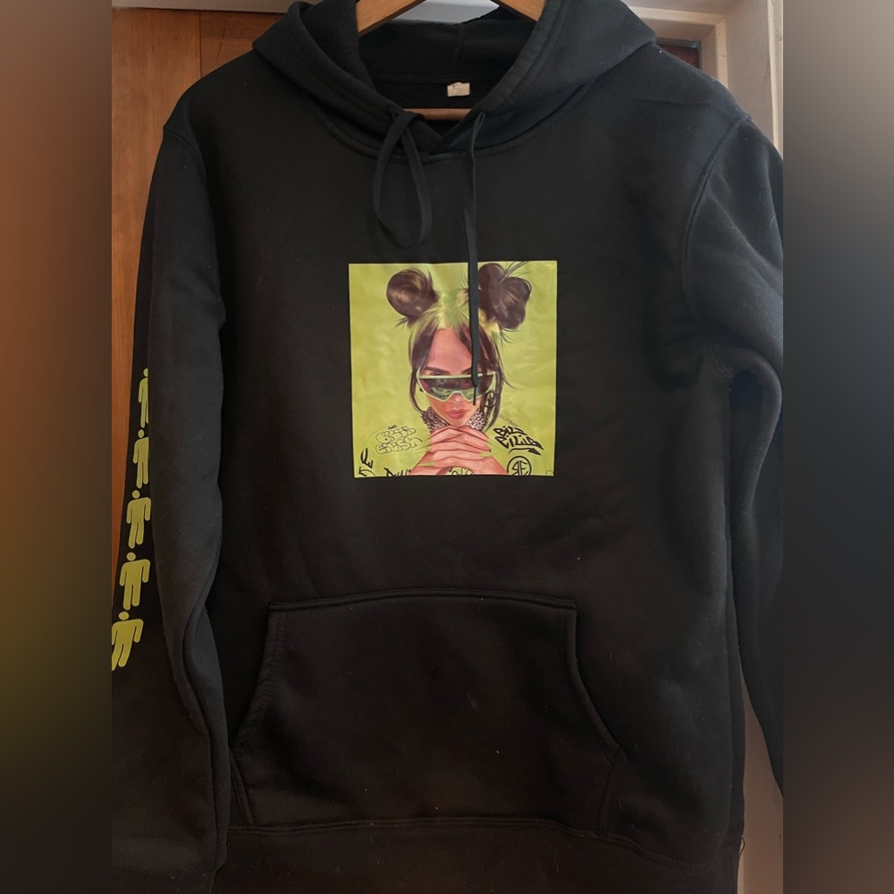 Billie Elish black hoodie size Xl